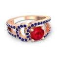 thumbnail image 3 of 2.50 Carat Elegant Round Shape Red Ruby & Blue Sapphire Gemstone Bridal Ring for Ladies Solid 18K Rose Gold Size 11.5 by Diamond-Capitals, 3 of 8