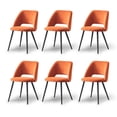 thumbnail image 1 of KEIVVAKN Kitchen Dining Chairs Set of 6 Orange Upholstered Modern Chairs for Dining Room Metal Legs, 1 of 10
