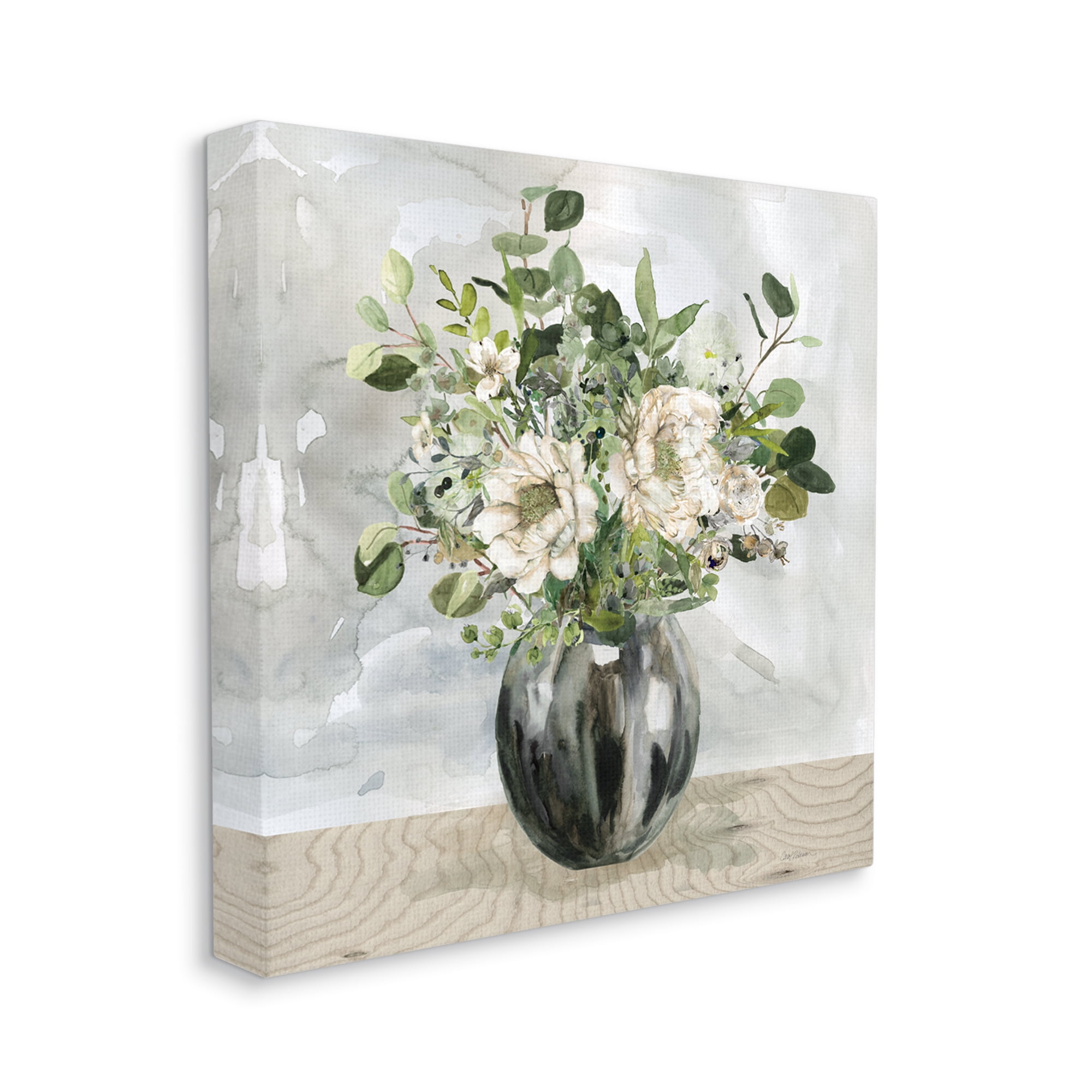 Stupell Industries Detailed Flower Arrangement Mixed Blooms Vase Bouquet Graphic Art Gallery Wrapped Canvas Print Wall Art, Design by Carol Robinson