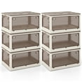 thumbnail image 1 of Gymax 6-Pack Stackable Storage Bins w/Lids 24 Gallon Collapsible Plastic Container Box, 1 of 10