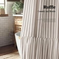 thumbnail image 3 of Boho Farmhouse Shower Curtain with Ruffle Hem, Linen Textured White Shower Curtains for Bathroom Vintage Rustic Fabric, Brown Stripe 72" W x 72" L, 3 of 6