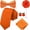 Orange, variant on Complete 5 Pieces Tie Set in Gift Box, Solid Necktie + Satin Bow Tie + Pocket Square + Lapel Pin + Cufflinks, Versatile Formal Dress Kit