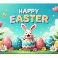 thumbnail image 4 of LUUFILx Happy Easter Backdrop with Bunnies Easter Egg Photography Decorations Garden Party Supplies Background Banner Spring Decor, 4 of 8