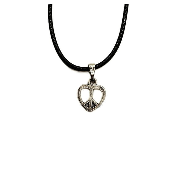 Heart Peace Sign Pedant, Necklace, Black choker, Women/Men Jewelry, Birthday Anniversary, Valentine’s Holidays Gifts