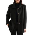 thumbnail image 7 of Cutuoiiu Women's Casual Thick Wool Stand Collar Inner Lining Pocket Breasted Solid Color Coat Gifts, 7 of 7