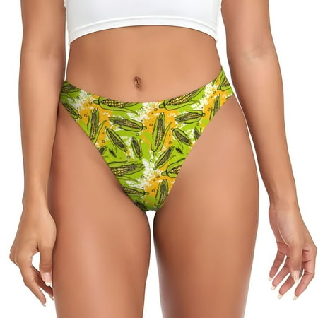 Rateoe Autumn Harvest Cartoon Corn Pattern Seamless Women Underwear Thongs No Show Ladies Thong No Line Breathable Comfortable Panties Undies for Women-Medium