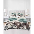thumbnail image 3 of Teal Blue Floral Twin Size Down Alternative Comforter, Lightweight Comforter Quilt Bedding Set with Pillow Shams Vintage Rustic Botanical Beige Wooden All Seasons Bed Comforter Duvet Insert 68"x86", 3 of 7