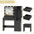 thumbnail image 3 of FANRAL Vanity Desk with Mirror and Lights,Makeup Vanity with 5 Drawer & LED Glass Cabinet,3 Light Mode and Brightness Adjusted,Vanities Mirror with Light Desk and Chair,Black Vanity, 3 of 9