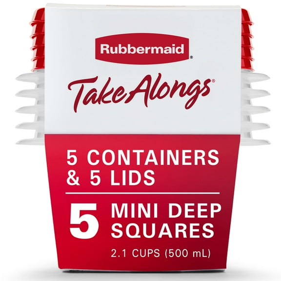 Rubbermaid TakeAlongs 2.1 cups Clear Food Storage Container 5 pk, Well Suited to Refrigerator Organization