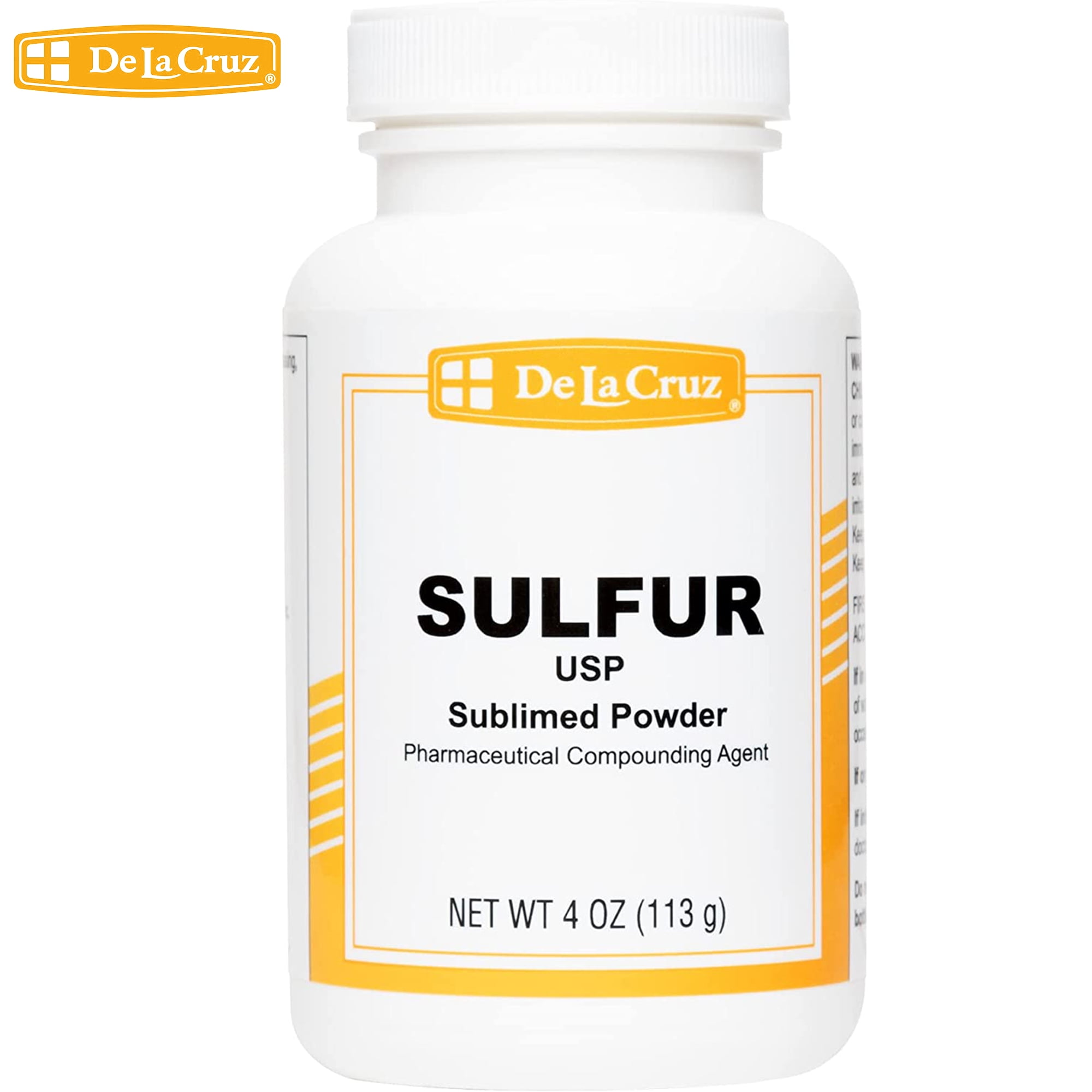 De La Cruz Sulfur Powder 100% Pure USP Grade Sublimed Powder 4 Oz