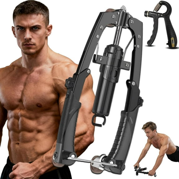 Mymus Coreflex Twister Pro, Adjustable 22-440lbs Core Flex Twister Pro, Hydraulic Power Chest Press Machine, Arm Trainer Chest Workout, with AB Roller Wheels& Hooks, for Men Women