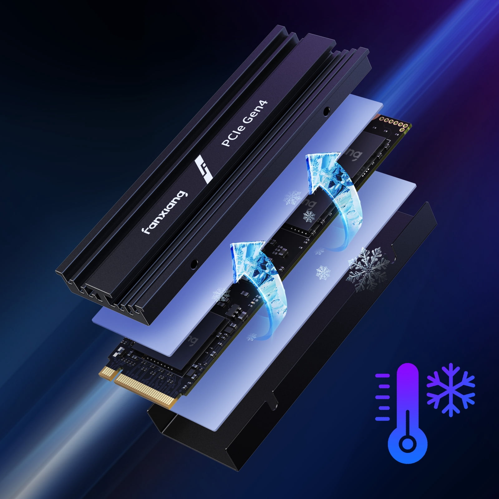 Fanxiang 4TB M.2 2280 NVMe SSD with Heatsink PCIe 4.0 Gen4x4, Up to 7000MB/s Read Speed, Compatible with PS5 PC Laptop Desktop Storage Expansion