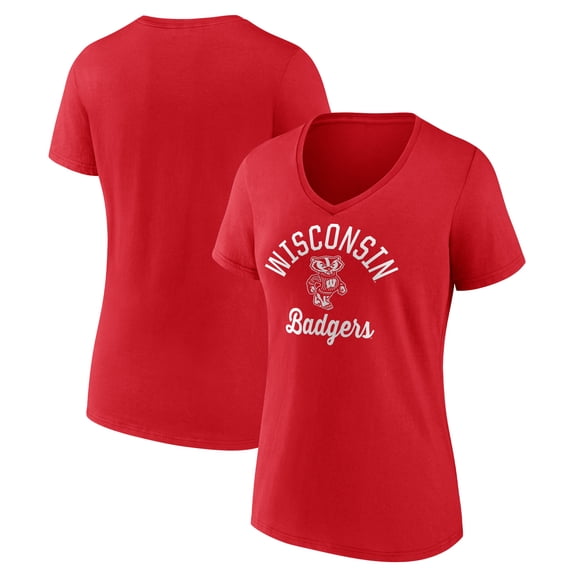 Women's Red Wisconsin Badgers Banner V-Neck T-Shirt