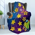 thumbnail image 4 of Cartoon Activity Soft Flannel Fleece Blanket, Space Themed Educational Numbers Game Astronaut Reaching to the Spaceship, Cozy Plush for Indoor and Outdoor Use, 70" x 90", Multicolor, by Ambesonne, 4 of 5
