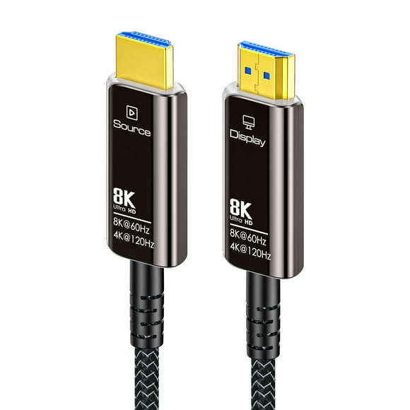 DGHUMEN 100FT Fiber Optic HDMI Cable 8K with Hard Wear Nylon Braided HDMI 2.1 Cord, Supports 8K@60Hz 4K@120Hz Ultra High Speed 48Gbps Dynamic HDR Dolby Atmos, Male-to-Male