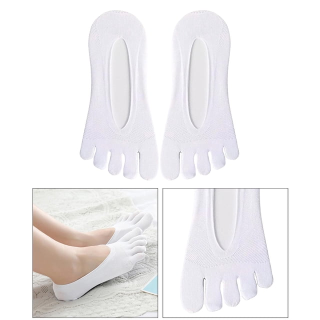 1 par calcetines BLESIY Mujeres Nylon bajo corte antideslizante Liner calcetines invisibles ocultos blanco