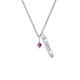 thumbnail image 2 of Delight Jewelry Fuchsia Crystal Bicone Silvertone Believe Faith Prayer Hope Bar Charm Necklace, 23", 2 of 4