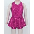 thumbnail image 3 of iiniim Girls Jazz Modern Dancewear Sequined Sleeveless Criss Cross Back Dance Dress Rose 12, 3 of 7