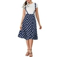 thumbnail image 2 of Allegra K Women's Polka Dots Overall Flared Adjustable Straps Suspender Skirts, 2 of 6