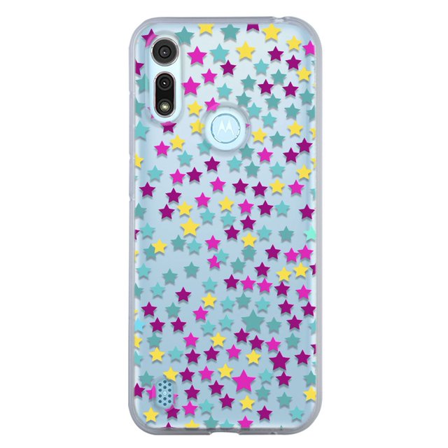 Funda para Moto E6I Estrellas de Colores Uso Rudo, InstaCase Protector para Moto E6I Antigolpes, Case Estrellas de Colores