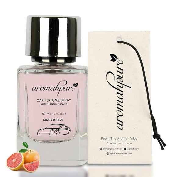 Aromahpure Refreshing Car Perfume Spray with Hanging Card | 45ml | Tangy breeze - Grapefuit Car Freshener | 500+ sprays, Long Lasting | Air Freshener for Car Interior