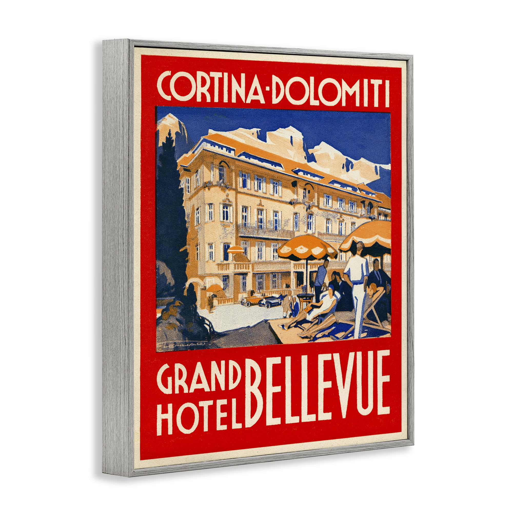 Stupell Industries Grand Hotel Bellevue Vintage Gray Framed Giclee Art, design by Print Collection