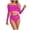 Hot Pink, variant on JSGEK Women Off Shoulder Long Sleeve Fishnet Crop Top and High Waist Bottom Set Sheer Fabric Lingerie for Nightclub Wear Black Free Size