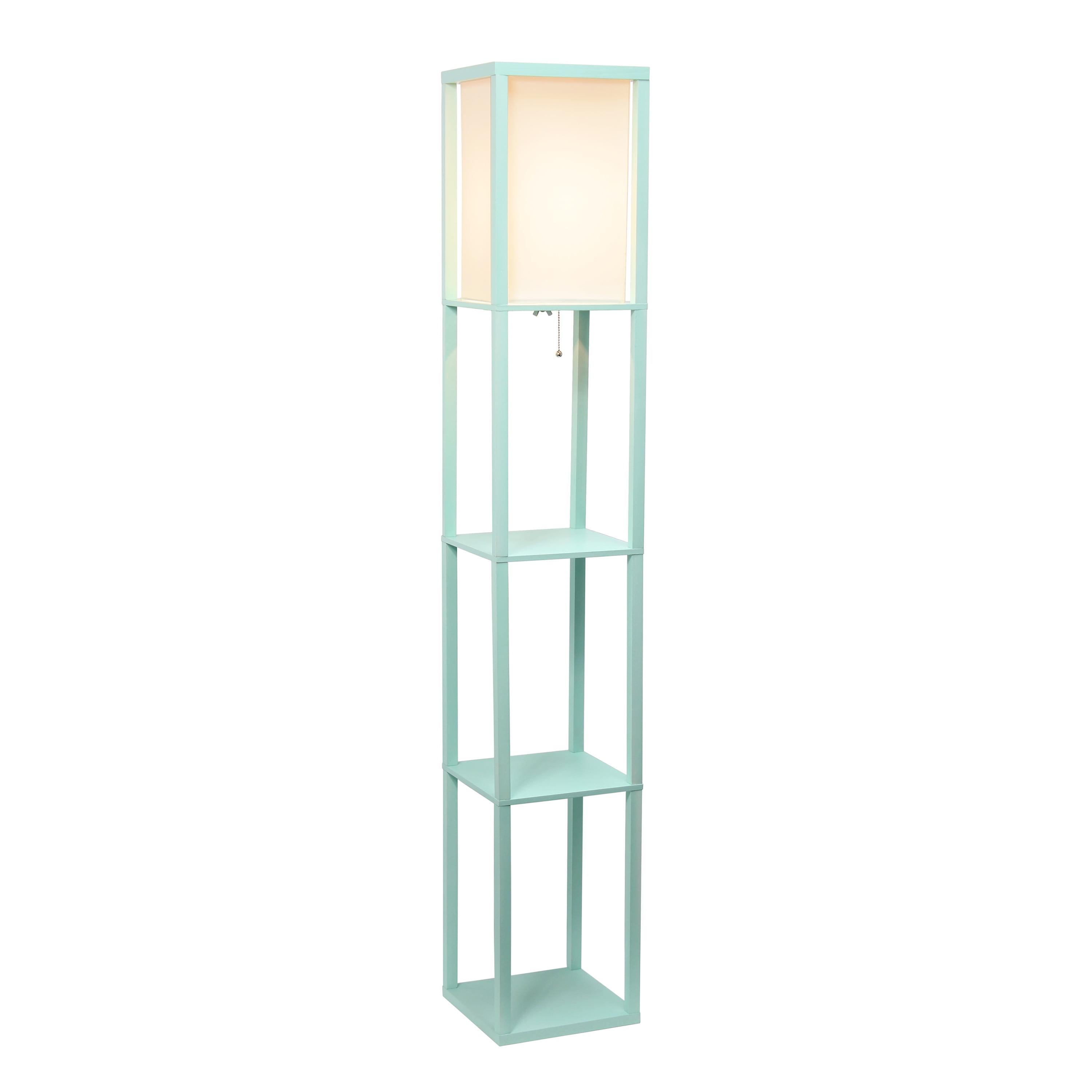 Creekwood Home 62.5" Contemporary 3-Tier Storage and Display Floor Lamp w/ LED Bulb, Aqua