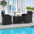thumbnail image 4 of Gymax 3 PCS Patio Furniture Set w/Tempered Glass Coffee Table Washable Cushions Black, 4 of 10