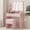 Pink, variant on Bingirl Vanity Desk with Mirror and LED Lights - Makeup Vanity Desk with Power Outlet and Cushioned Stool - Dressing Table with 2 Drawers and 3 Lighting Modes Adjustable Brightness for Bedroom - Black