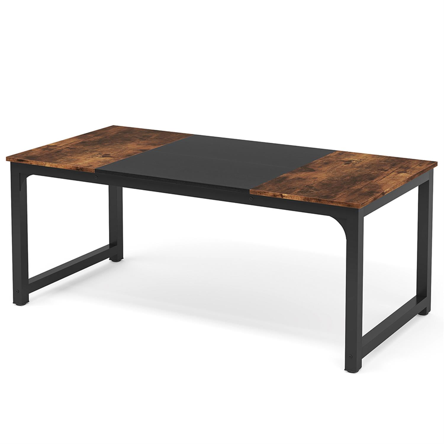 Demi Bonn 63" Modern Large Computer Desk, Rectangular Meeting Table Executive Desk, Simple Study Work Desk for Home Office, Study, Living Room, Brown