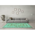 thumbnail image 3 of Ahgly Company Machine Washable Indoor Rectangle Medallion Turquoise Blue Traditional Area Rugs, 2' x 4', 3 of 4