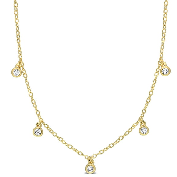 Created Forever Women's 1/6 Carat T.G.W. Lab Created Diamond 18kt Yellow Gold Plated Sterling Silver Station Necklace