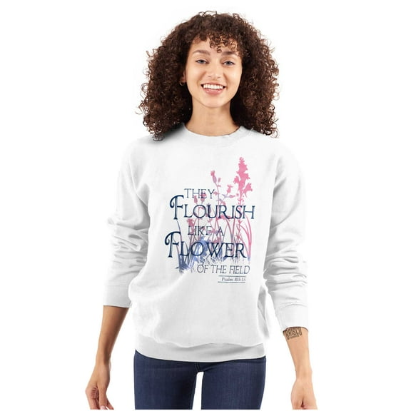 Flourish Flowers Jesus Christian God Women Crewneck Sweatshirt Brisco Brands S