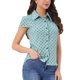 thumbnail image 4 of INSPIRAR CHIC Camisetas Vintage de Manga Corta para Mujeres, Camisa de Botones con Lunares L Azul Polvoriento, 4 of 6