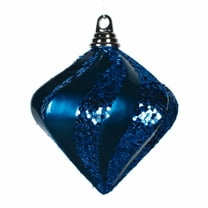 Vickerman 6'' Sea Blue Candy/Glitter Swirl Diamond Christmas Ornament