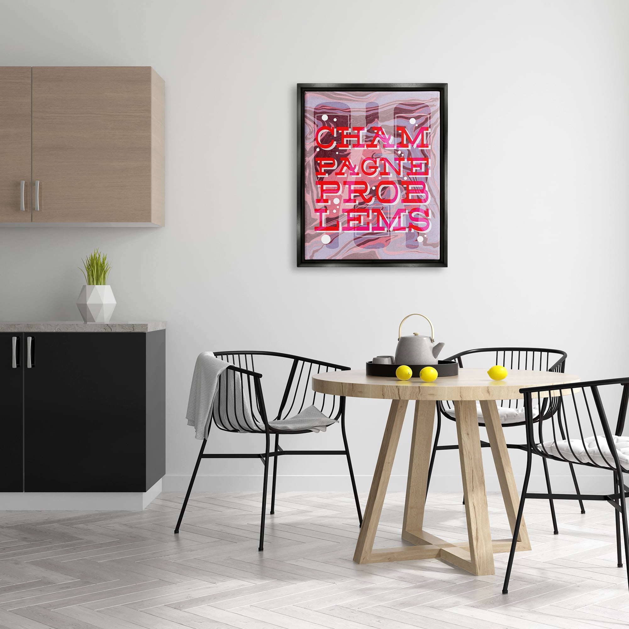 Stupell Industries Champagne Problems Bold Phrase Food & Beverage Painting Black Floater Framed Art Print Wall Art