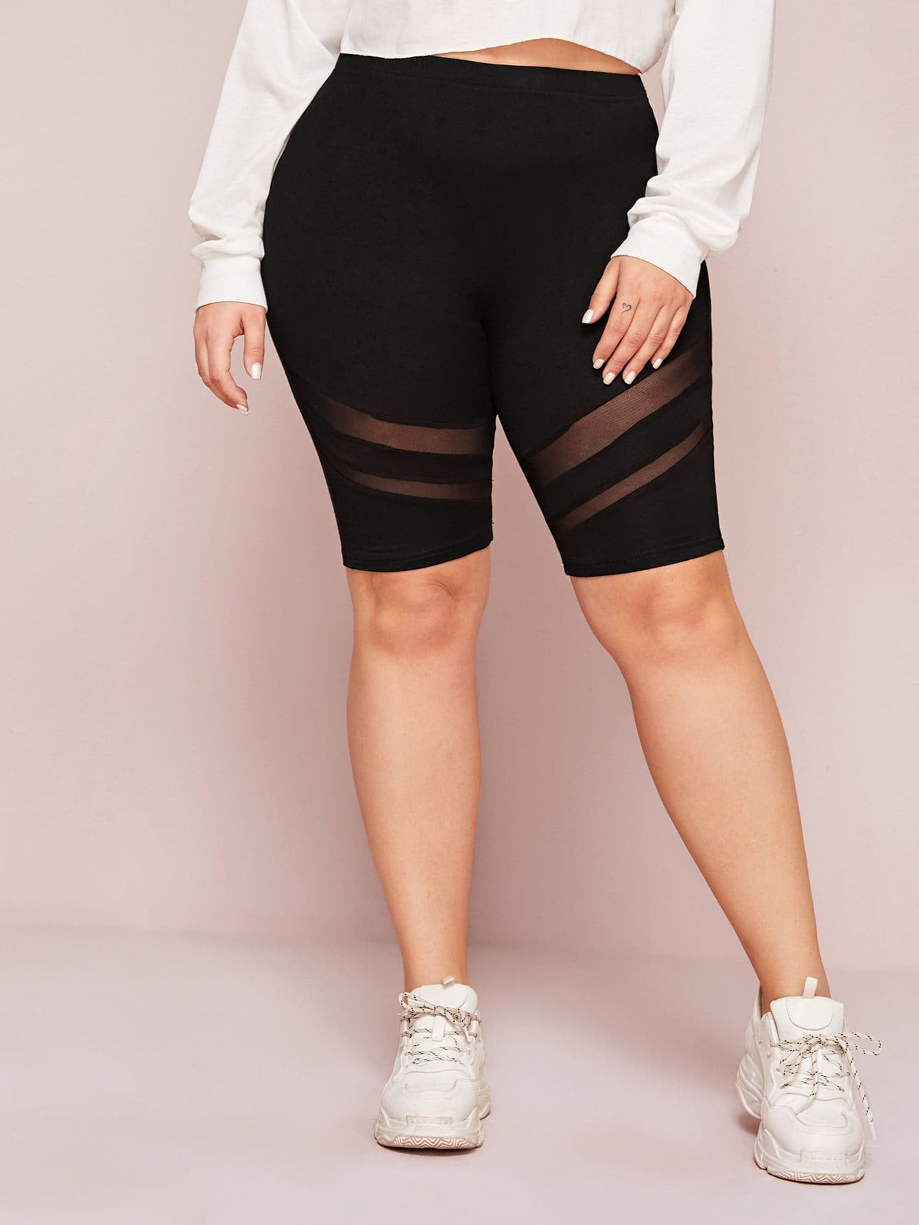 Cutout Sheer Cycling Shorts L220703D 
