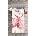 thumbnail image 3 of Ambesonne Flamingo Quilted Bedspread Set 2 Pcs, Lovers Kissing, Twin Size, Dark Coral White, 3 of 3