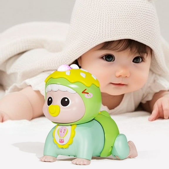 Qonioi Baby Crawling Guidance Toy, Adjustable Volume Music Doll for Infants, 12cm Early Learning Crawling Assistant