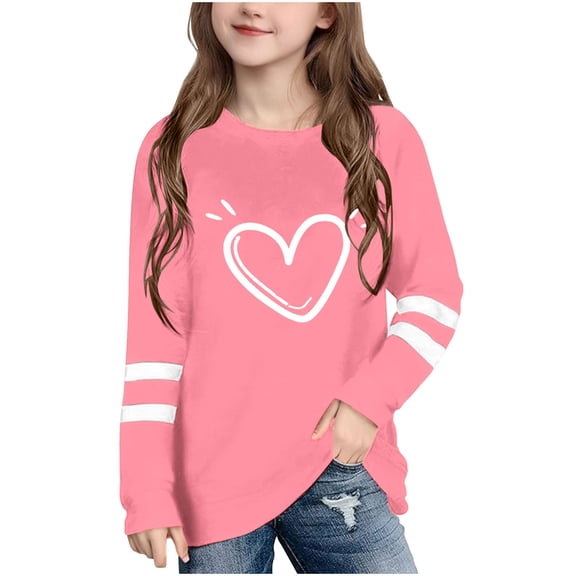 Sentuca Girls Valentines Tees, Comfort Fit Long Sleeve Crewneck Shirts, Sweet Fashion Casual T Shirts Size 3 Years