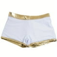 thumbnail image 6 of Luxalzxs Mens Gold Swim Shorts, Liquid Metallic Reflective Beach Shorts Patent Leather Swim Trunks for Men, Imitation Leather Hot Body Boxer Briefs, 6 of 6