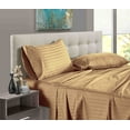thumbnail image 3 of 4 Piece Bed Sheet Set – 1 Flat Sheet, 1 Fitted Sheet 18" Deep Pocket and 2 Pillowcases – 100% Egyptian Cotton & 500 TC, Bed Sheet Set For Bedroom – Extra Soft - Taupe Stripe,Full Size., 3 of 6