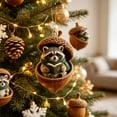 thumbnail image 6 of Handcrafted Resin Christmas Ornament, 3.15 Inch Acorn Shell Keepsake With Whimsical Animal, Hangs On Indoor Tree Branch Mantel Shelf And Window, Raccoon Reading Book, 6 of 7