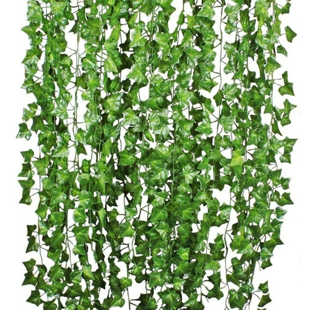 Hiedra artificial de imitación, enredadera, hiedra decorativa, plantas verdes, hojas de eucalipto, 12 unidades