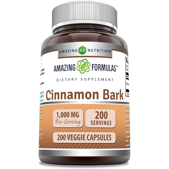 Amazing Formulas Cinnamon Bark 1000 Mg Per Serving 200 Veggie Capsules Supplement