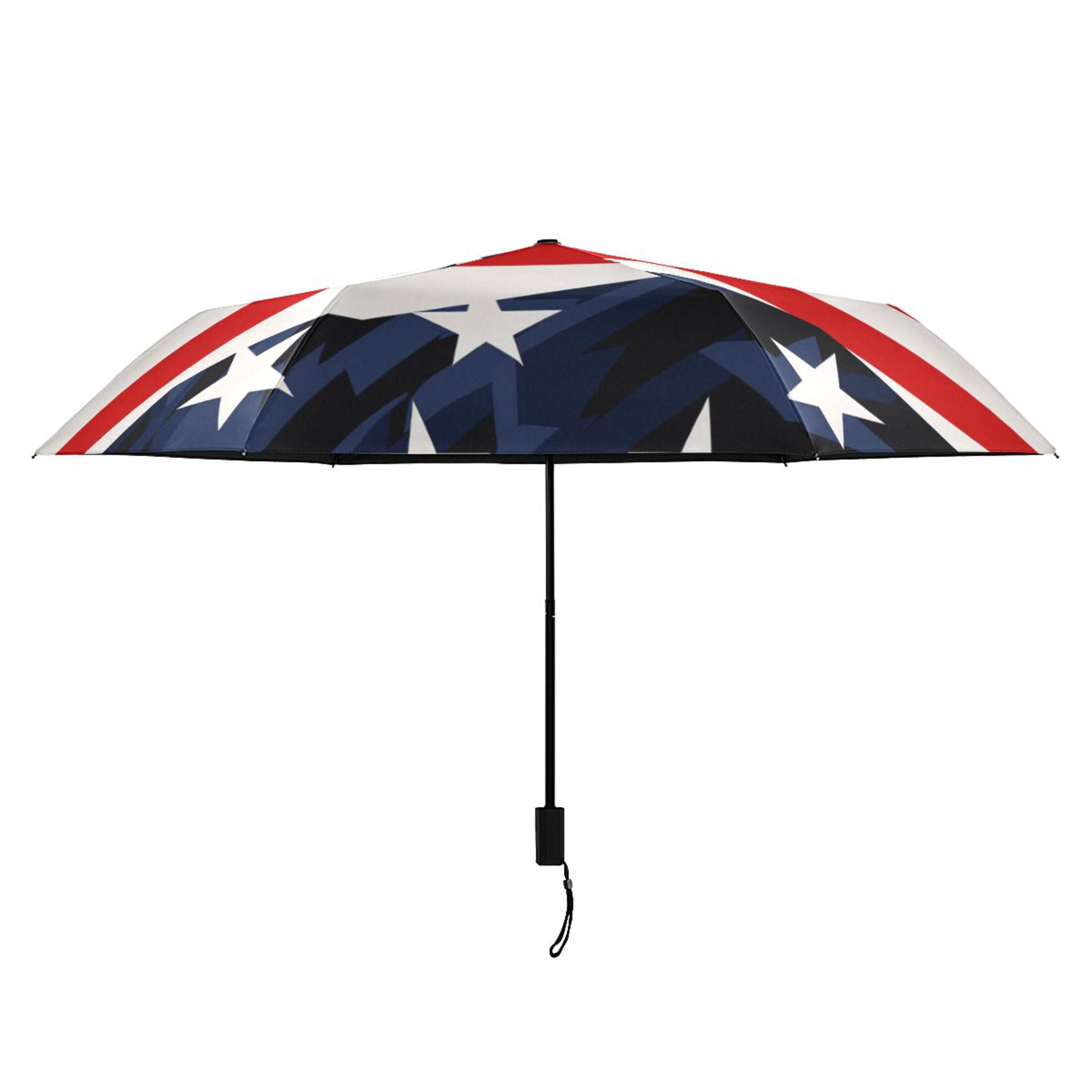 Usa Flag Stripes Stars Compact Sun Umbrella Windproof Travel Umbrellas for Rain Strong Portable UV Protection
