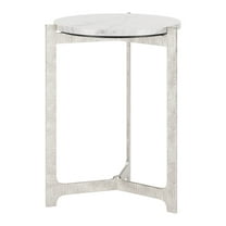 HomeRoots 576794 25 in. White & Silver Marble & Aluminum Round Cross Legs End Table