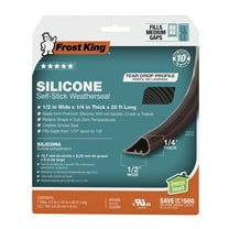 Frost King® SS20BR Silicone Tear Drop Profile Self-Stick Weatherseal, Brown Stripping, 1/2" wide x 1/4" thick by 20-feet long