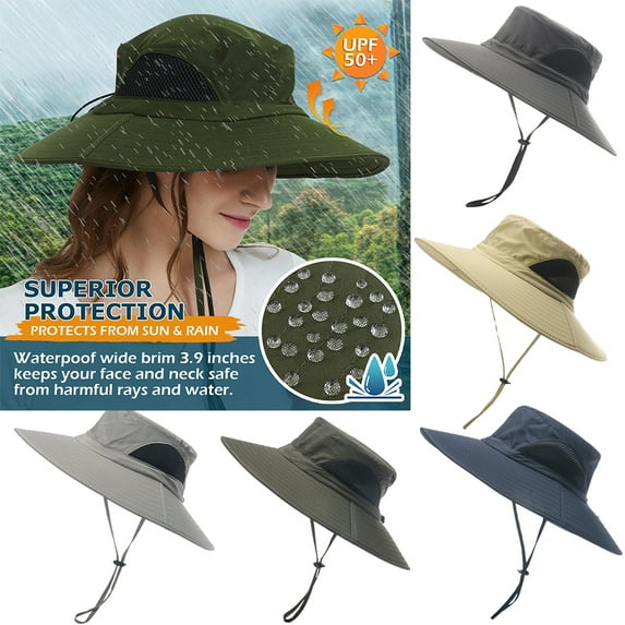 Outdoor Fishing Hat Breathable Lightweight Wide Brim Hat with Neck Strap Unisex Men Women/ArmyGreen